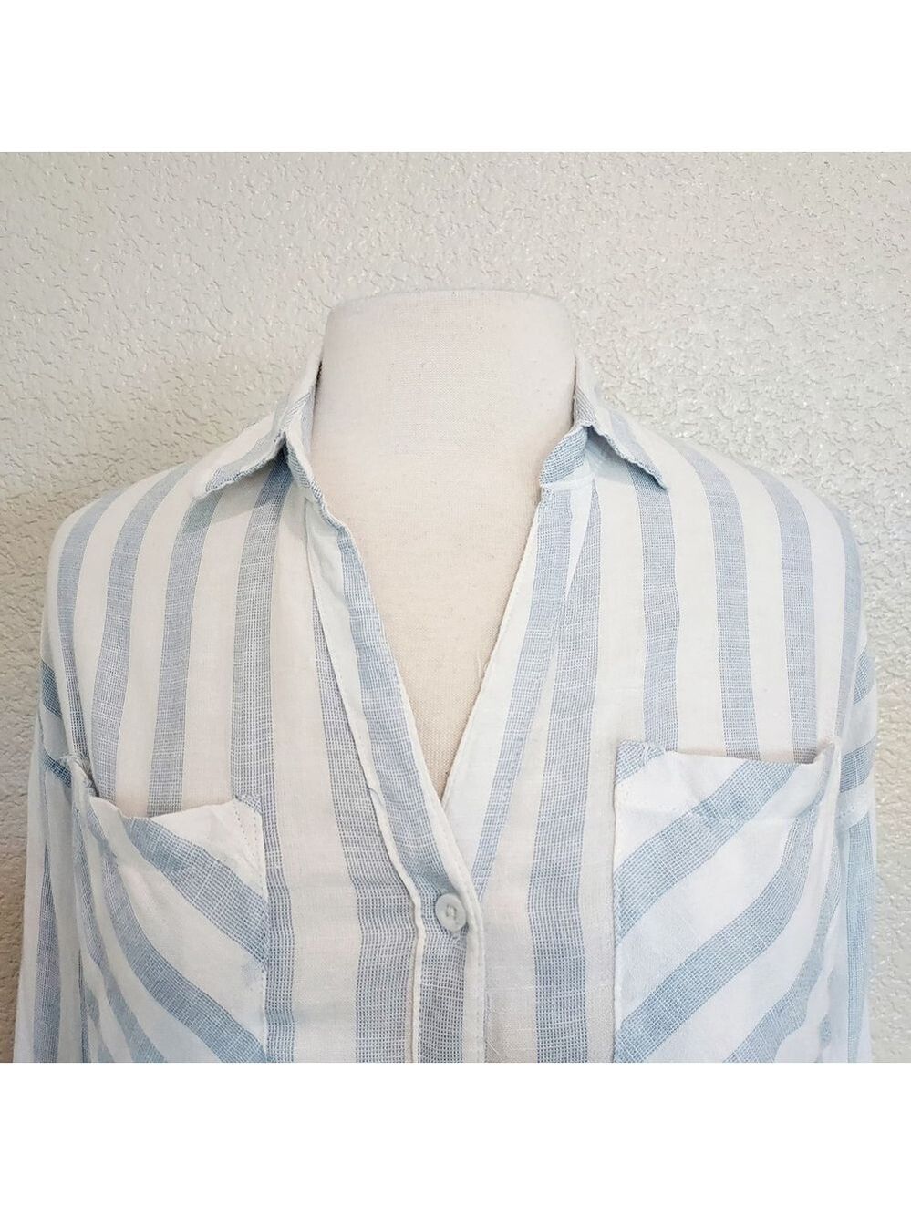Thread & Supply Blue & White Striped Button Up Size XS - Picture 3 of 11